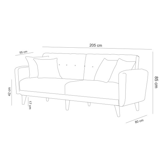 Atelier del Sofa Sofa-Bed Set Aria-TKM01-1053 Anthracite
