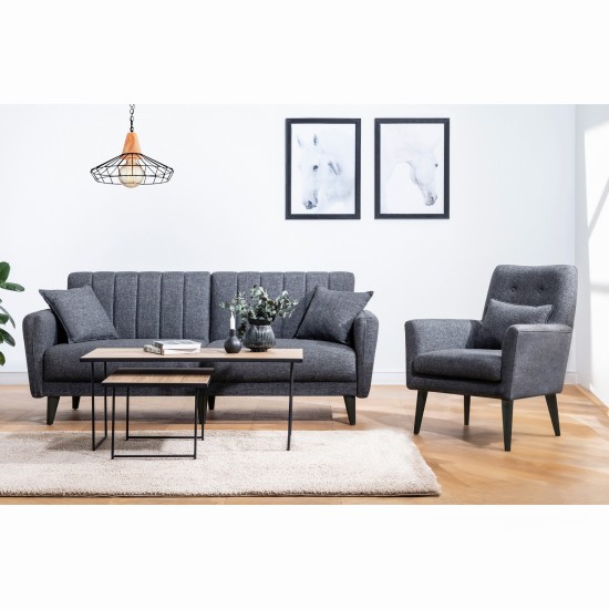 Atelier del Sofa Sofa-Bed Set AQUA-TAKIM1-S 1053 Anthracite