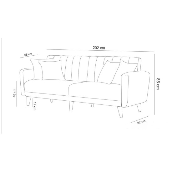 Atelier del Sofa Sofa-Bed Set AQUA-TAKIM1-S 1053 Anthracite