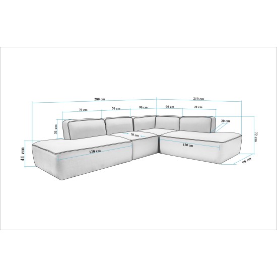 Corner Sofa More M (M4-M1-M2-M3) - Cream Cream Corner Sofa More M (M4-M1-M2-M3) - Cream Cream