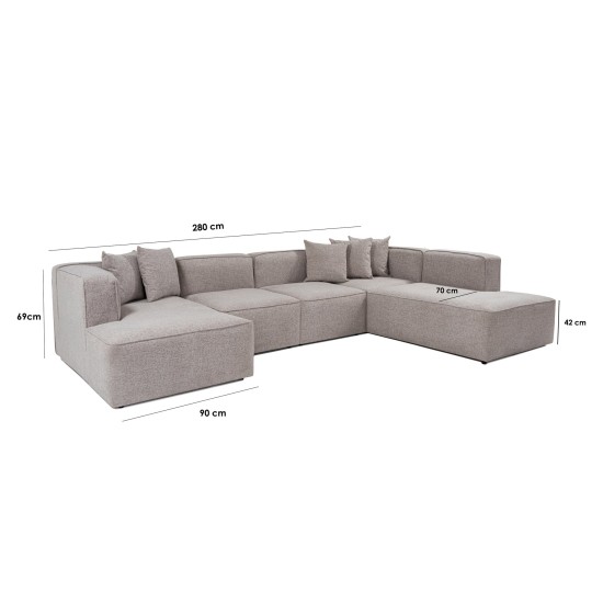 Γωνιακός Καναπές More B (M5-M1-M1-M2-M3) - Χρώμα Μόκα - 280x90x69εκ Γωνιακός Καναπές More B (M5-M1-M1-M2-M3) - Χρώμα Μόκα - 280x90x69εκ