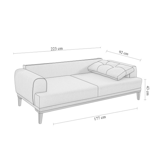 3-Seat Sofa Vina 3 - Grey, Walnut Grey
Walnut