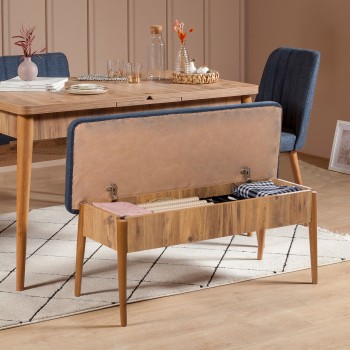 Σετ Τραπέζι Επεκτεινόμενο και 4 Καρέκλες - Vina - Χρώμα Σκούρο Μπλε , Φυσικό Atlantic Πεύκο - 165x80x75εκ