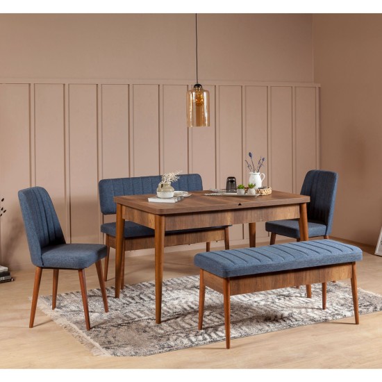 Hanah Home Bench Vina Bench Dark Blue, Walnut Walnut
Dark Blue