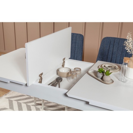 Extendable Dining Table Vina - White White Extendable Dining Table Vina - White White