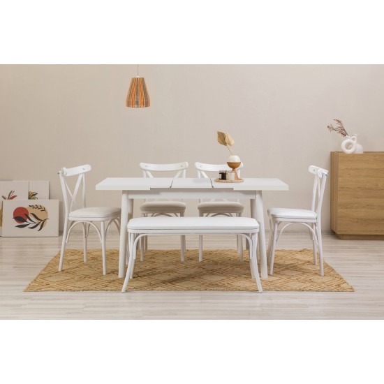 Extendable Dining Table Vina - White White Extendable Dining Table Vina - White White