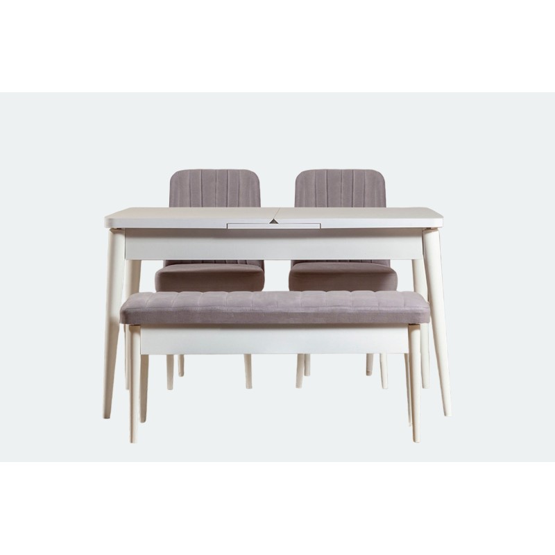 Σετ Τραπέζι Επεκτεινόμενο και 4 Καρέκλες - Vina 0701 - Χρώμα Λευκό Soho - 165x80x77εκ