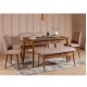 Hanah Home Extendable Dining Table & Chairs Set (5 Pieces) Vina Walnut Stone WalnutStone