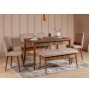 Σετ Τραπέζι Επεκτεινόμενο και 4 Καρέκλες - Vina - Χρώμα Καρυδί, Πέτρα - 165x80x75εκ
