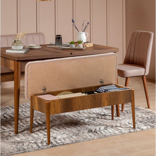 Hanah Home Extendable Dining Table & Chairs Set (5 Pieces) Vina Walnut Stone WalnutStone