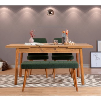 Extendable Dining Table & Chairs Set (4 Pieces) Santiago Atlantice -Green Atlantic Pine
Green