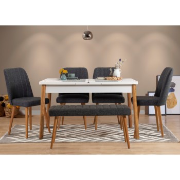 Extendable Dining Table & Chairs Set (6 Pieces) Santiago 1053 - 2 AB Atlantic Pine
White
Anthracite