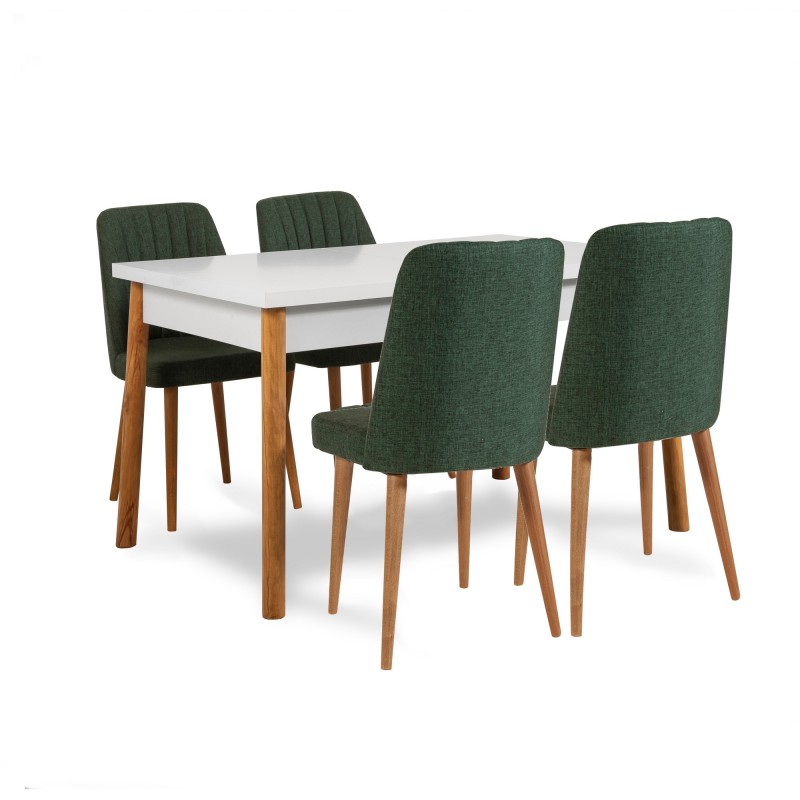 Extendable Dining Table & Chairs Set (6 Pieces) Santiago Atlantic-White Green Atlantic Pine
White
Green