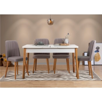 Extendable Dining Table & Chairs Set (5 Pieces) Santiago White Grey Atlantic Pine Atlantic Pine
White
Grey