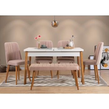 Extendable Dining Table & Chairs Set (6 Pieces) Santiago Atlantic-White Stone Atlantic Pine
White
Stone