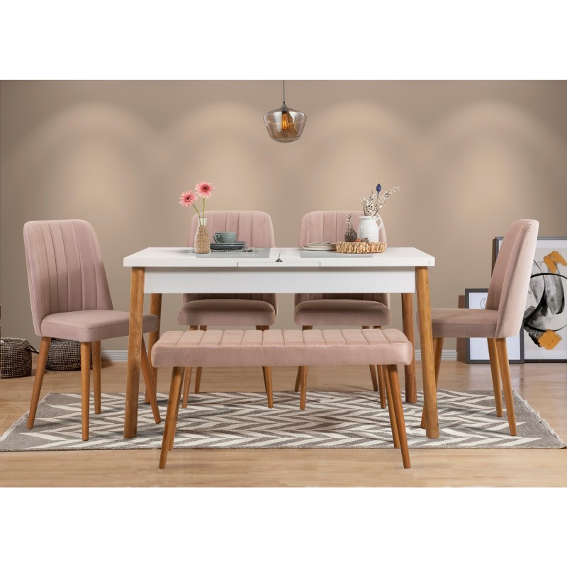 Extendable Dining Table & Chairs Set (6 Pieces) Santiago Atlantic-White Stone Atlantic Pine
White
Stone
