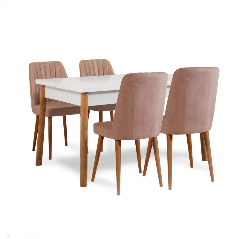 Extendable Dining Table & Chairs Set (6 Pieces) Santiago Atlantic-White Stone Atlantic Pine
White
Stone