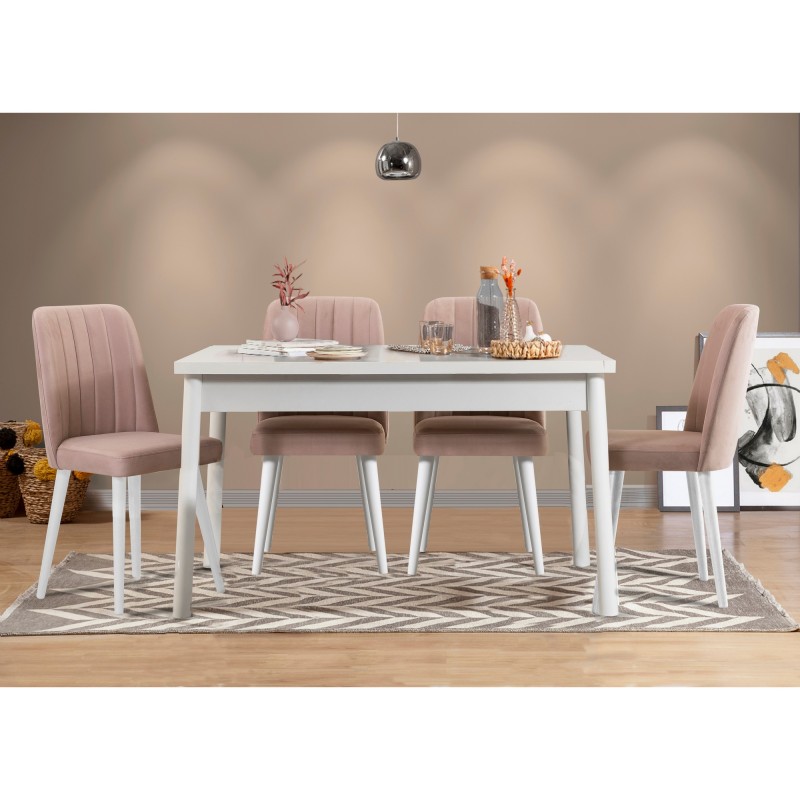 Table & Chairs Set (5 Pieces) Costa White-Stone White
Stone