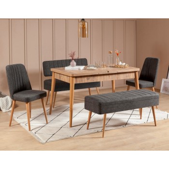 Extendable Dining Table & Chairs Set (5 Pieces) Vina 1053 - 4 - Anthracite, Atlantic Atlantic Pine
Anthracite