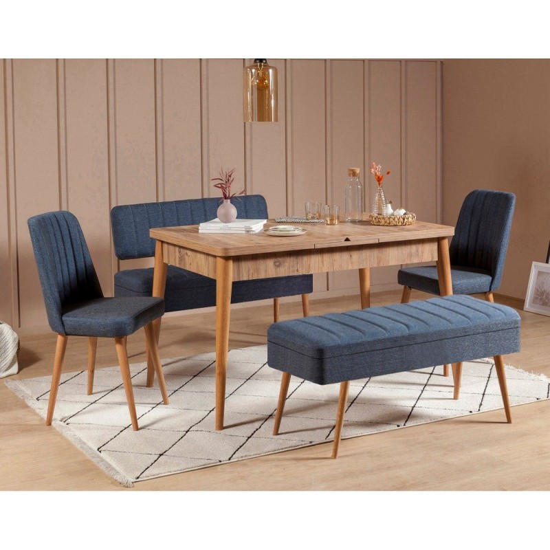 Extendable Dining Table & Chairs Set (5 Pieces) Vina 1048 - 4 - Atlantic, Dark Blue Atlantic Pine
Dark Blue