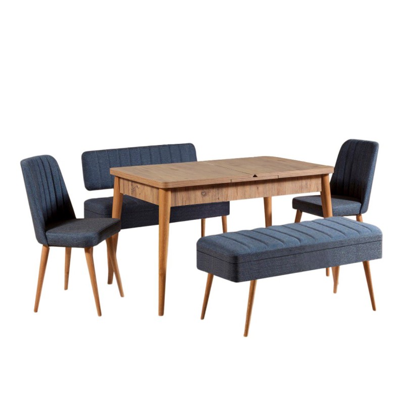 Extendable Dining Table & Chairs Set (5 Pieces) Vina 1048 - 4 - Atlantic, Dark Blue Atlantic Pine
Dark Blue