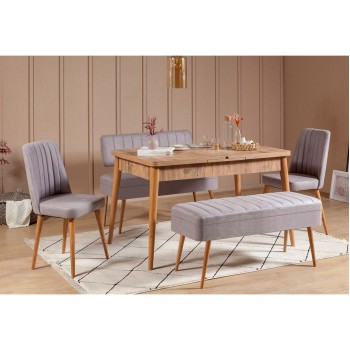 Extendable Dining Table & Chairs Set (5 Pieces) Vina 0701 - 4 - Atlantic, Grey Atlantic Pine
Grey