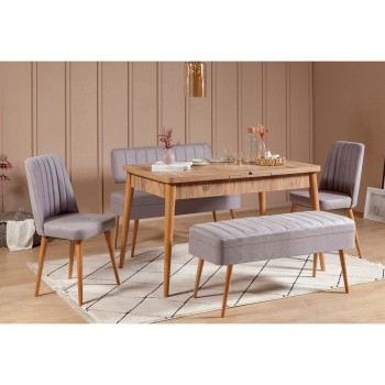 Extendable Dining Table & Chairs Set (5 Pieces) Vina 0701 - 4 - Atlantic, Grey Atlantic Pine
Grey