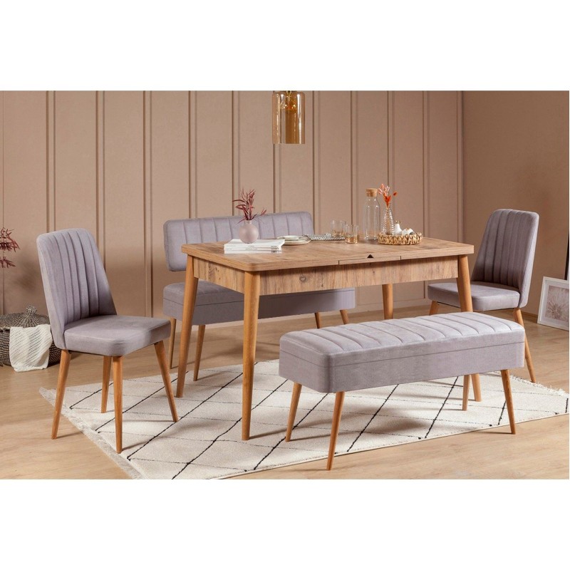 Extendable Dining Table & Chairs Set (5 Pieces) Vina 0701 - 4 - Atlantic, Grey Atlantic Pine
Grey