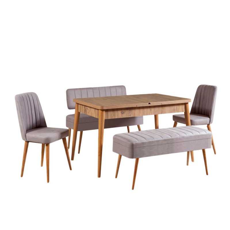 Extendable Dining Table & Chairs Set (5 Pieces) Vina 0701 - 4 - Atlantic, Grey Atlantic Pine
Grey