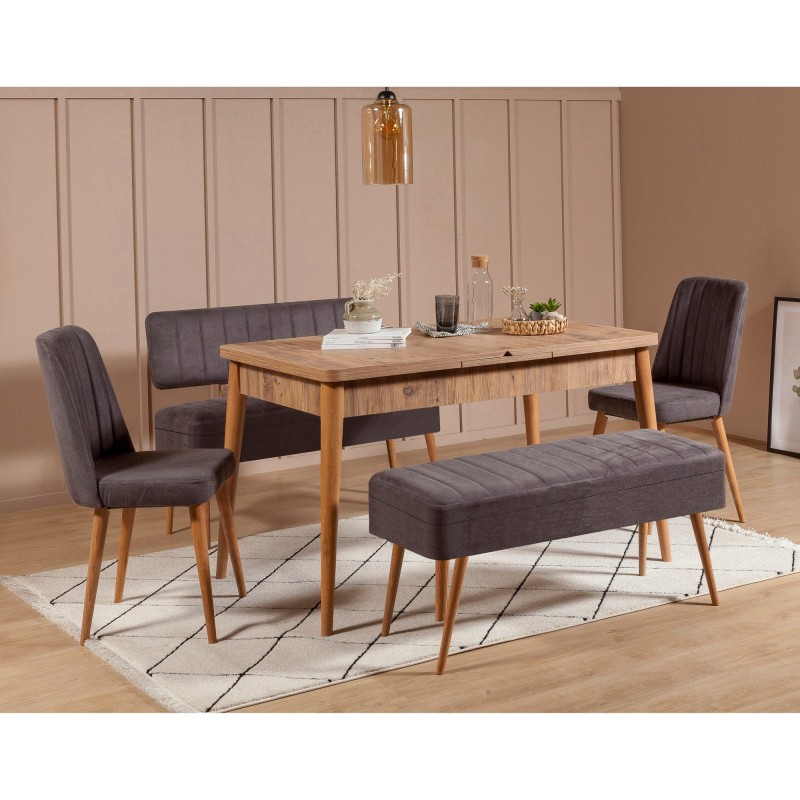 Extendable Dining Table & Chairs Set (5 Pieces) Vina 0701 - 4 - Anthracite, Atlantic Atlantic Pine
Anthracite