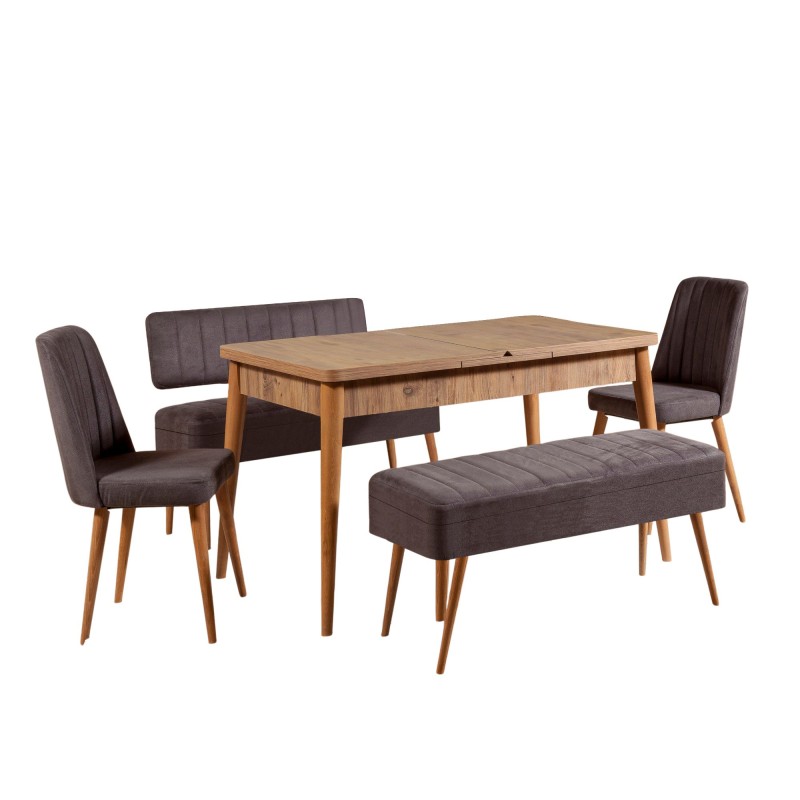 Extendable Dining Table & Chairs Set (5 Pieces) Vina 0701 - 4 - Anthracite, Atlantic Atlantic Pine
Anthracite