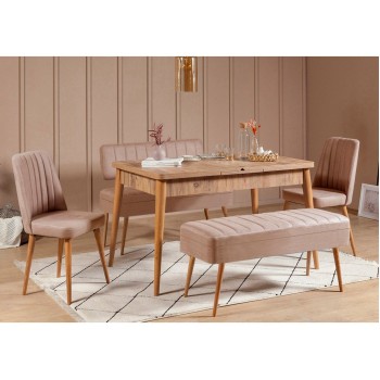 Extendable Dining Table & Chairs Set (5 Pieces) Vina 0900 - 4 - Atlantic, Stone Atlantic Pine
Stone
