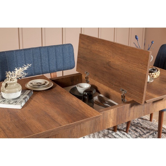 Extendable Dining Table & Chairs Set (5 Pieces) Vina 1048 - 4 - Walnut, Dark Blue Walnut
Dark Blue