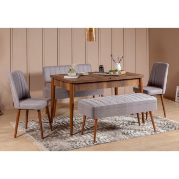 Extendable Dining Table & Chairs Set (5 Pieces) Vina 0701 - 4 - Walnut, Grey Walnut
Grey