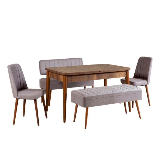 Extendable Dining Table & Chairs Set (5 Pieces) Vina 0701 - 4 - Walnut, Grey Walnut
Grey Extendable Dining Table & Chairs Set (5 Pieces) Vina 0701 - 4 - Walnut, Grey Walnut
Grey