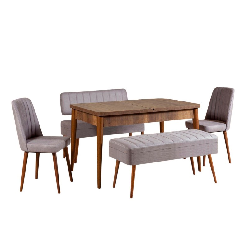 Extendable Dining Table & Chairs Set (5 Pieces) Vina 0701 - 4 - Walnut, Grey Walnut
Grey
