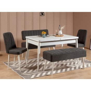 Extendable Dining Table & Chairs Set (5 Pieces) Vina 1053 - 4 - Anthracite, White White
Anthracite