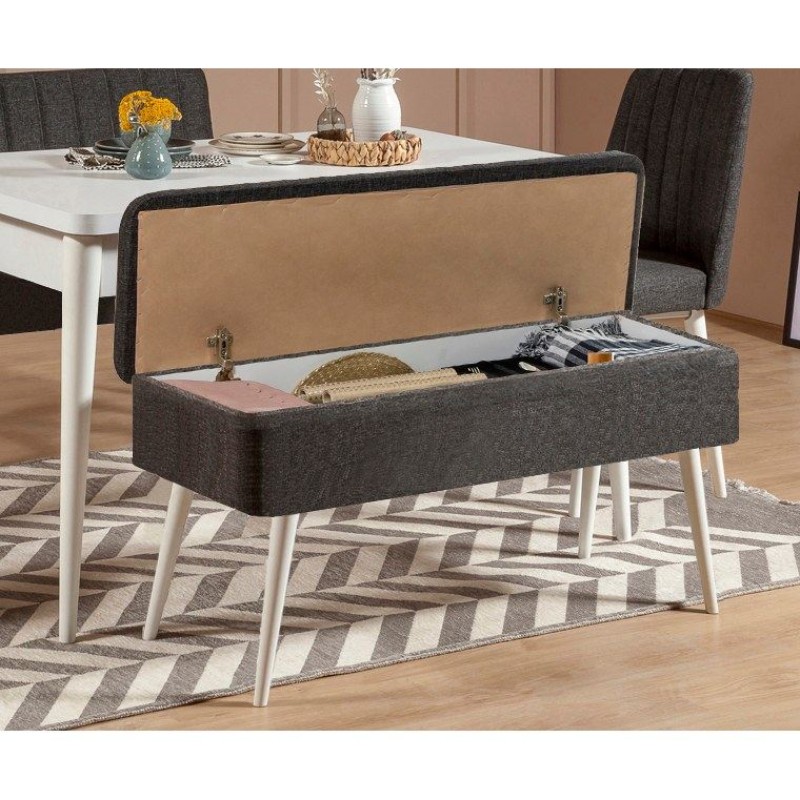 Extendable Dining Table & Chairs Set (5 Pieces) Vina 1053 - 4 - Anthracite, White White
Anthracite