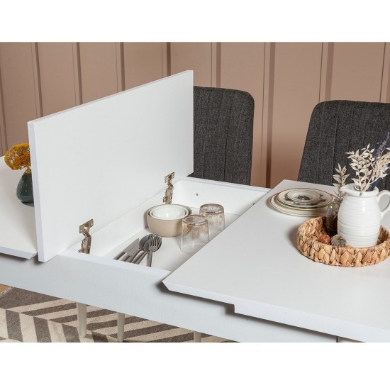Extendable Dining Table & Chairs Set (5 Pieces) Vina 1053 - 4 - Anthracite, White White
Anthracite Extendable Dining Table & Chairs Set (5 Pieces) Vina 1053 - 4 - Anthracite, White White
Anthracite