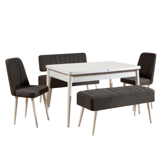 Extendable Dining Table & Chairs Set (5 Pieces) Vina 1053 - 4 - Anthracite, White White
Anthracite Extendable Dining Table & Chairs Set (5 Pieces) Vina 1053 - 4 - Anthracite, White White
Anthracite