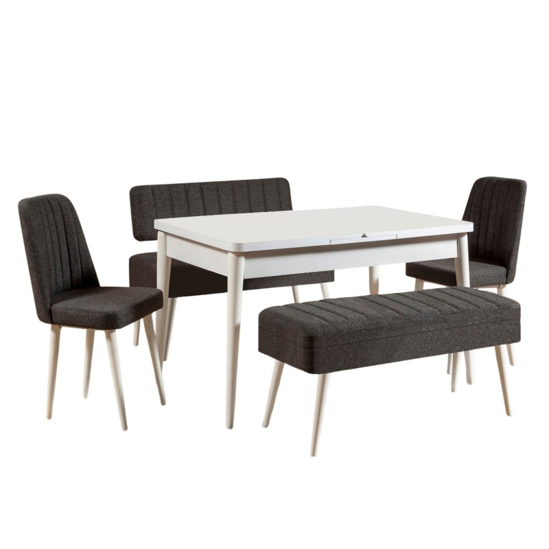 Extendable Dining Table & Chairs Set (5 Pieces) Vina 1053 - 4 - Anthracite, White White
Anthracite
