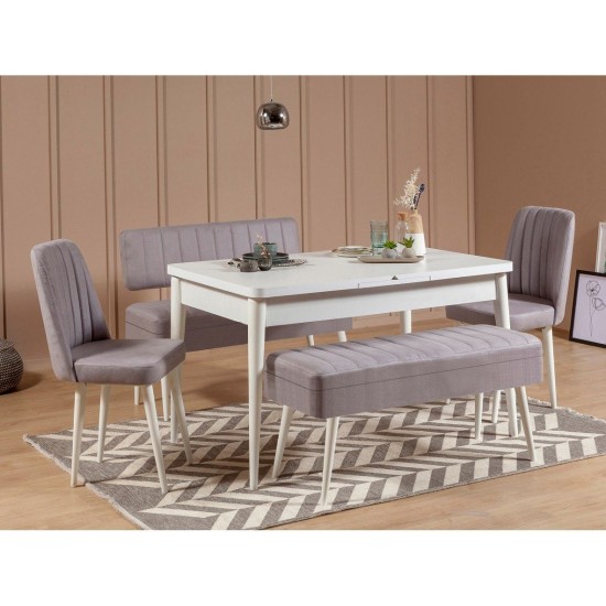Extendable Dining Table & Chairs Set (5 Pieces) Vina 0701 - 4 - White, Grey White
Grey Extendable Dining Table & Chairs Set (5 Pieces) Vina 0701 - 4 - White, Grey White
Grey