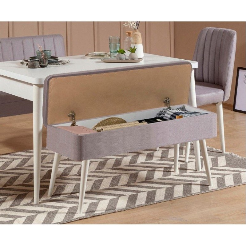 Extendable Dining Table & Chairs Set (5 Pieces) Vina 0701 - 4 - White, Grey White
Grey