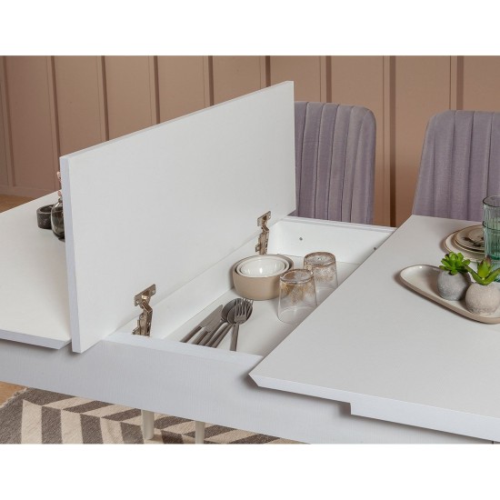 Extendable Dining Table & Chairs Set (5 Pieces) Vina 0701 - 4 - White, Grey White
Grey Extendable Dining Table & Chairs Set (5 Pieces) Vina 0701 - 4 - White, Grey White
Grey