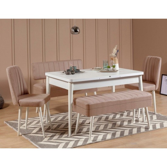 Extendable Dining Table & Chairs Set (5 Pieces) Vina 0900 - 4 - White, Stone White
Stone