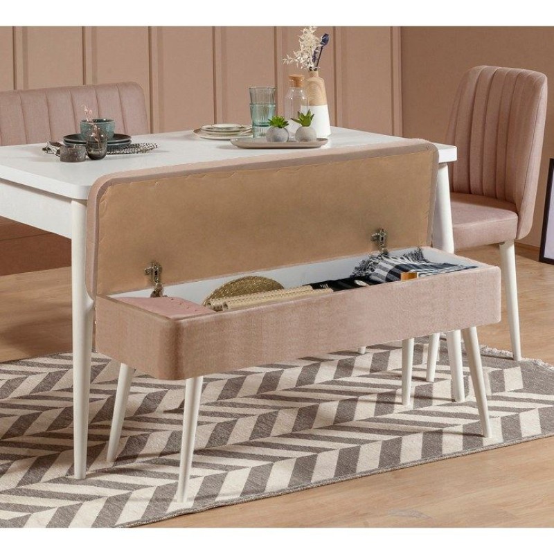 Extendable Dining Table & Chairs Set (5 Pieces) Vina 0900 - 4 - White, Stone White
Stone