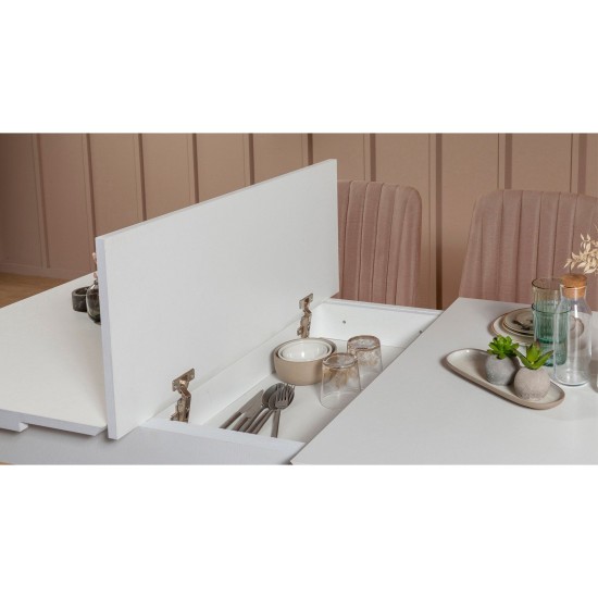 Extendable Dining Table & Chairs Set (5 Pieces) Vina 0900 - 4 - White, Stone White
Stone