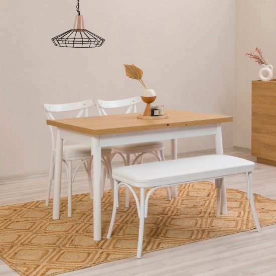 Extendable Dining Table Oliver Open - Karina White White Extendable Dining Table Oliver Open - Karina White White