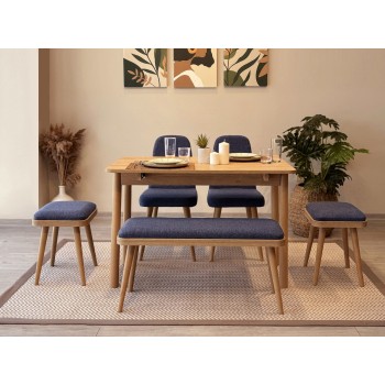 Extendable Dining Table & Chairs Set (6 Pieces) Vina Mini 03 1048 - Oak, Dark Blue Oak
Dark Blue