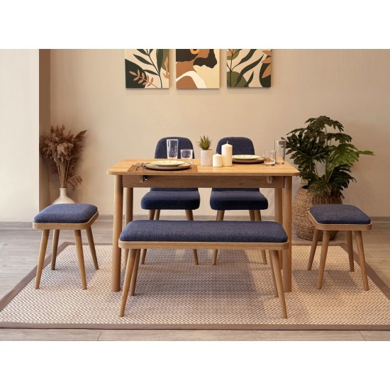 Extendable Dining Table & Chairs Set (6 Pieces) Vina Mini 03 1048 - Oak, Dark Blue Oak
Dark Blue Extendable Dining Table & Chairs Set (6 Pieces) Vina Mini 03 1048 - Oak, Dark Blue Oak
Dark Blue